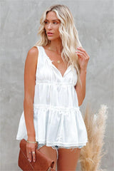 Wayla Tiered Babydoll Tank - White