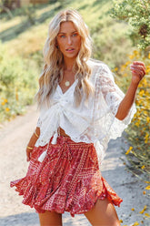 Whitfield Paisley Ruffle Mini Skirt