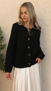 Black Front Button Cardigan
