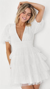 White Tiered Mini Dress