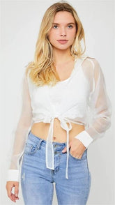 White Mesh Crop Top