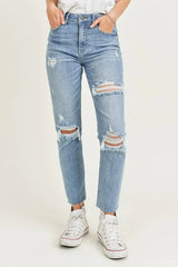 Light Blue Destroyed Denim Jeans