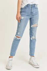 Light Blue Destroyed Denim Jeans