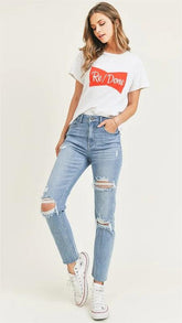 Light Blue Destroyed Denim Jeans