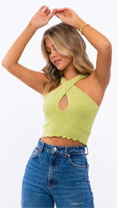 Lime Green Knit Crop Top