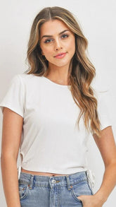 White Self Tie Crop Top