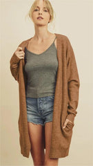 Camel Open Front Cardigan