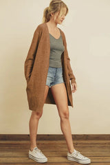 Camel Open Front Cardigan