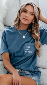 Cute Navy Short Sleeves Tee