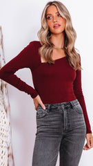 Burgundy Slant Neckline Top