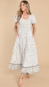 Paisley Print Short Sleeves Midi Dress