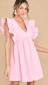 Blush Flare Sleeves Mini Dress