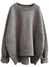 Heather Gray Batwing Knit Sweater