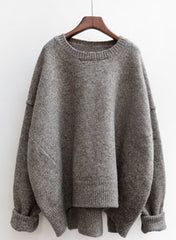 Heather Gray Batwing Knit Sweater