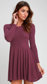 Burgundy Knit Sweater Dress