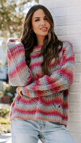 Red Striped Knit Sweater
