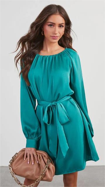 Teal Long Sleeves Mini Dress Groovy Mimi Teal Long Sleeves Mini Dress Groovy Mimi