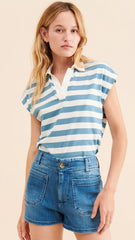 Royal Blue Pockets Denim Shorts