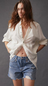 Deep Blue Destroyed Denim Shorts