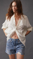 Deep Blue Destroyed Denim Shorts