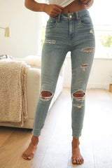 Light Blue Distress Denim Jeans