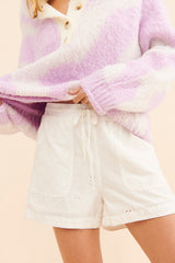 White Withdraw Waist Shorts