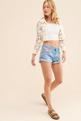 Light Blue Rolled Denim Shorts