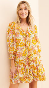 Yellow Floral Mini Dress