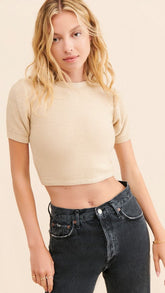 Beige Knit Crop Top