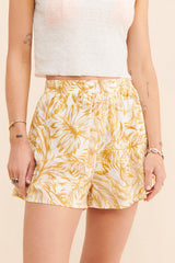 Yellow Floral Print Shorts