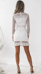 White Crochet Lace Long Sleeve Dress