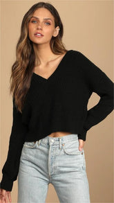 Black Ribbed Knit Sweater