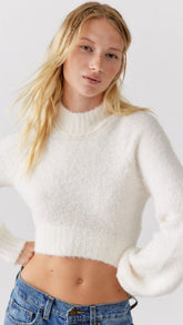White Knit Crop Sweater