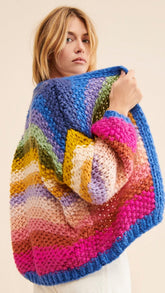 Rainbow Print Open Front Cardigan