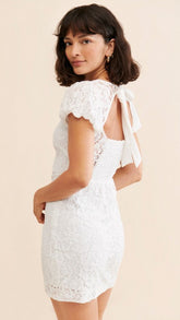 White Crochet Lace Bodycon Mini Dress