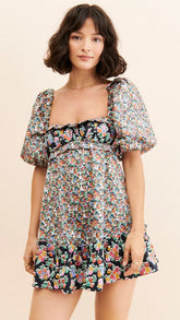 Navy Floral Mini Dress