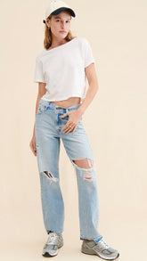 Light Blue Distressed Denim Jeans