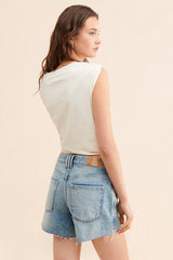 Light Blue Faded Denim Shorts