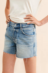 Light Blue Faded Denim Shorts
