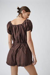 Chocolate Button Down Rompers