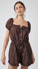 Chocolate Button Down Rompers