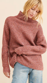 Brown Ribbed Knit Sweater
