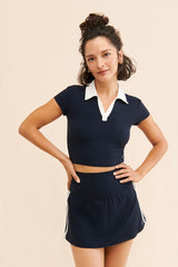Black Side Striped Mini Skort
