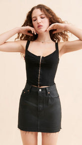 Black Denim Mini Skirt