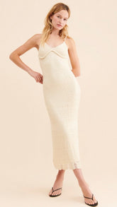 Beige Knit Midi Dress