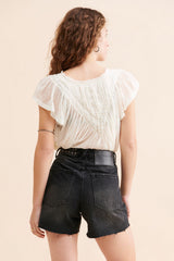 Black Studded Denim Shorts