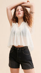 Black Studded Denim Shorts