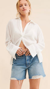 Light Blue Destroyed Denim Shorts