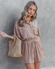 Mocha Short Sleeves Withdraw Rompers