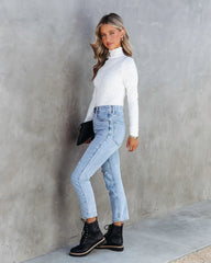 White Textured Mock Neck Top